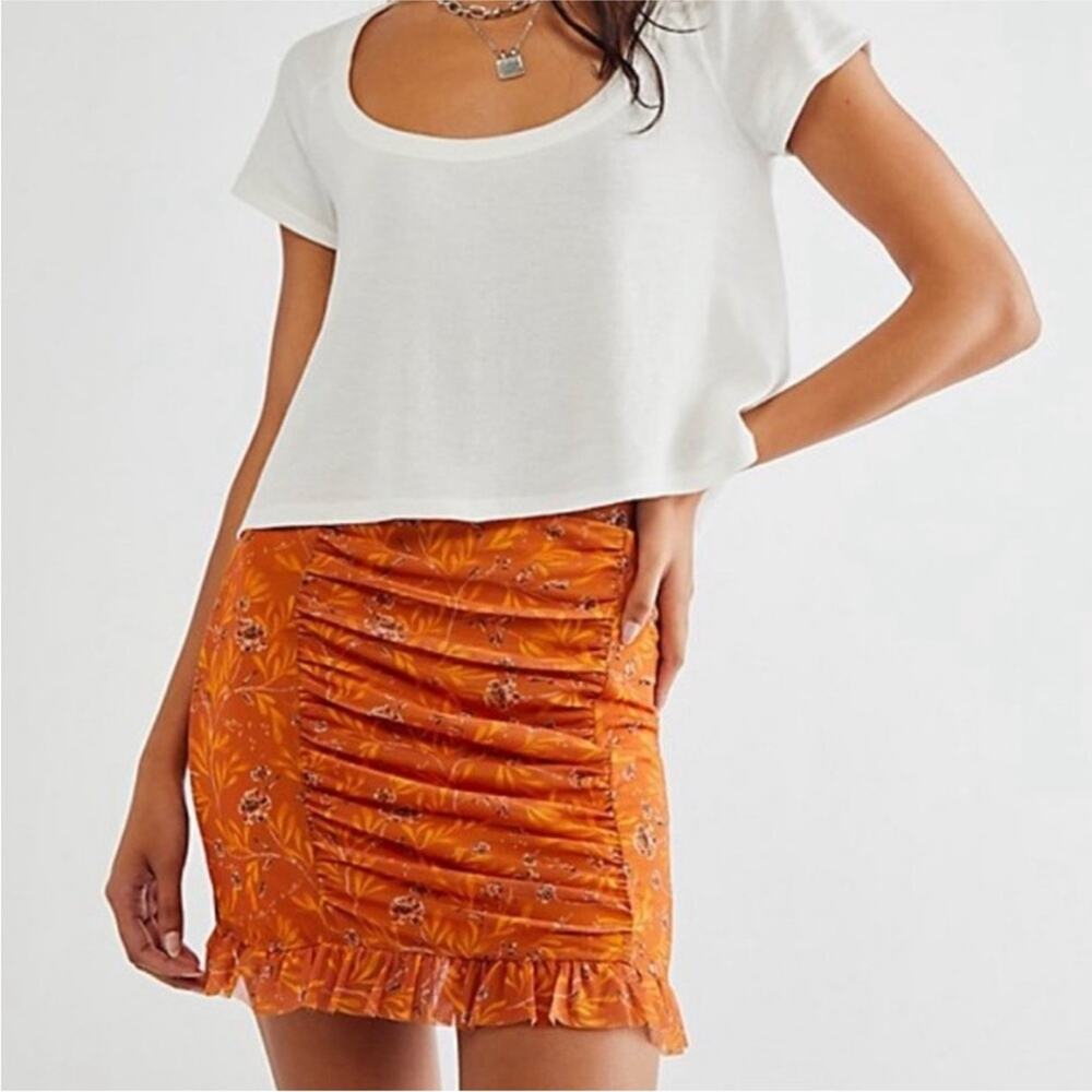 Free People Romi Mesh Mini Skirt floral